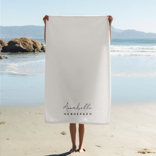 Monogram Neutral   Modern Minimalist Stylish Beach Towel