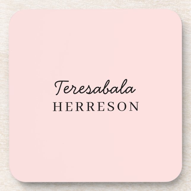 Monogram Neutral Modern Minimalist Stylish Beverage Coaster (Front)