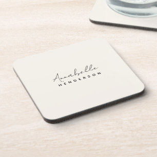 Monogram Neutral Modern Minimalist Stylish Beverage Coaster