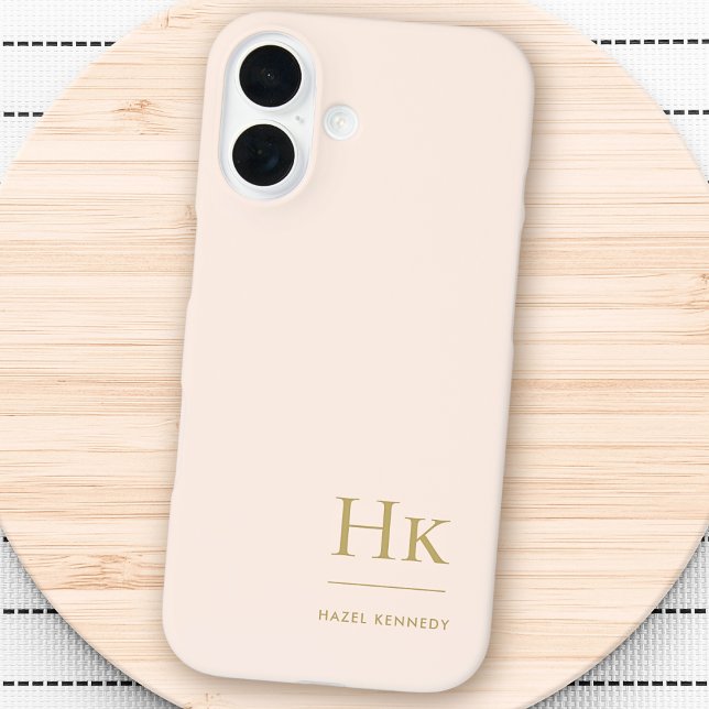 Monogram Neutral Modern Minimalist Stylish Blush Case-Mate iPhone Case (Creator Uploaded)