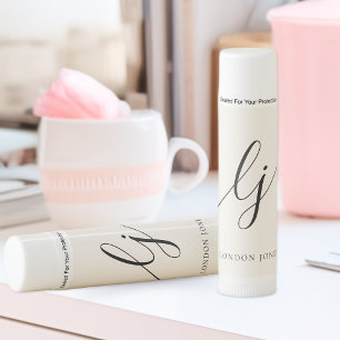 Monogram Neutral Modern Minimalist Stylish Blush Lip Balm
