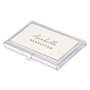 Monogram Neutral Modern Minimalist Stylish Business Card Case