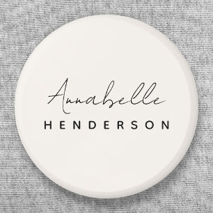 Monogram Neutral   Modern Minimalist Stylish Button