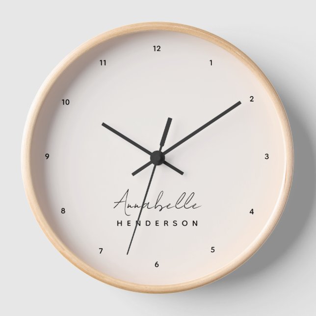 Monogram Neutral | Modern Minimalist Stylish Clock (Front)