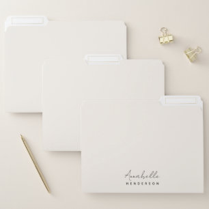 Monogram Neutral Modern Minimalist Stylish File Folder