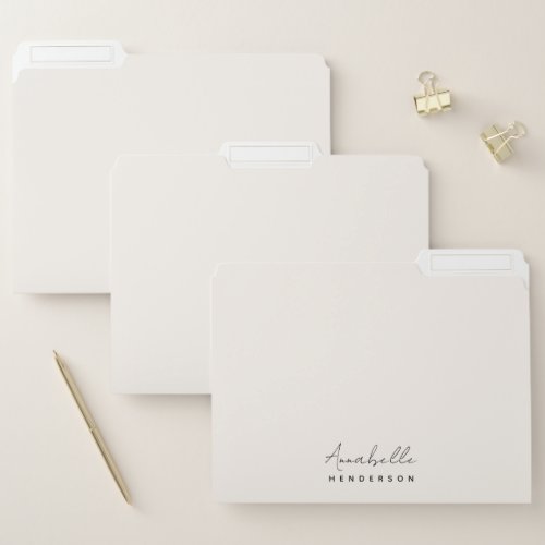 Monogram Neutral  Modern Minimalist Stylish File Folder