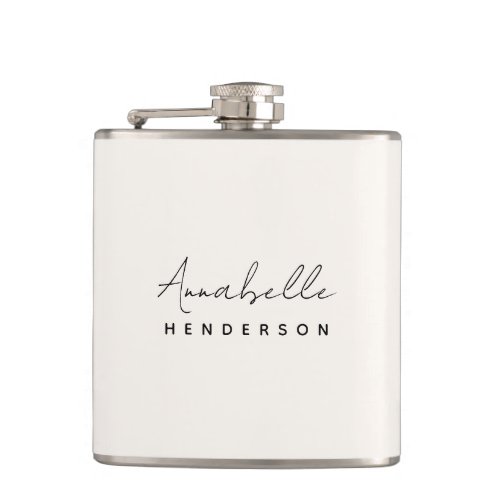 Monogram Neutral  Modern Minimalist Stylish Flask