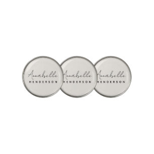 Monogram Neutral   Modern Minimalist Stylish Golf Ball Marker