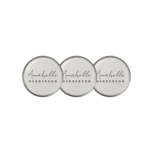 Monogram Neutral  Modern Minimalist Stylish Golf Ball Marker