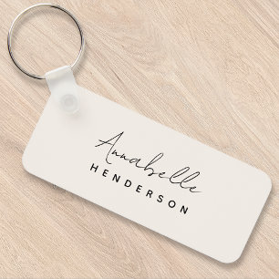 Monogram Neutral   Modern Minimalist Stylish Keychain