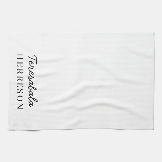 Monogram Neutral Modern Minimalist Stylish Kitchen Towel (Horizontal)