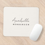 Monogram Neutral | Modern Minimalist Stylish Mouse Pad<br><div class="desc">A simple stylish custom monogram design with a modern minimalist handwritten script typography paired with a block typography in black on a natural ivory cream background. The monogram name can easily be personalized to make a design as unique as you are! The perfectly personal gift or accessory for any occasion!...</div>