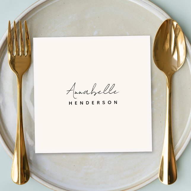 Monogram Neutral | Modern Minimalist Stylish Napkins (Creator Uploaded)