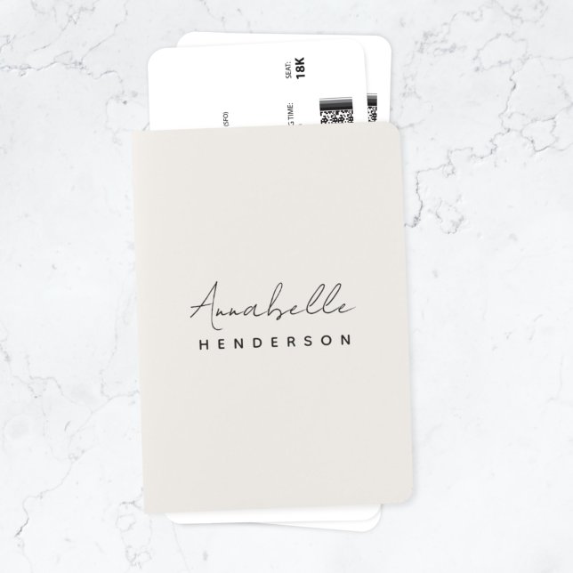 Monogram Neutral | Modern Minimalist Stylish Passport Holder (Creator Uploaded)