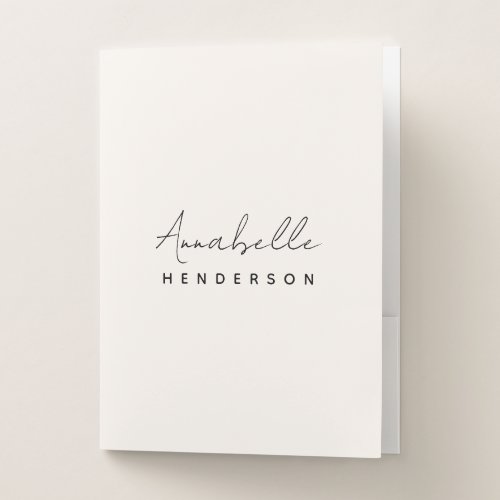 Monogram Neutral  Modern Minimalist Stylish Pocket Folder