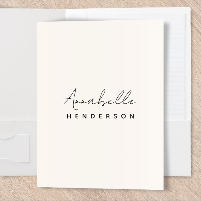 Monogram Neutral | Modern Minimalist Stylish Pocket Folder (Creator Uploaded)
