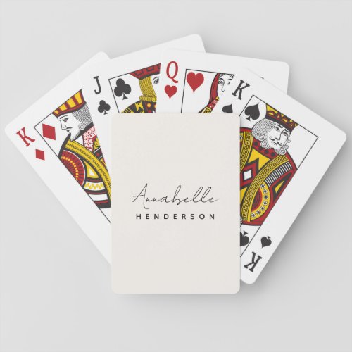 Monogram Neutral  Modern Minimalist Stylish Poker Cards