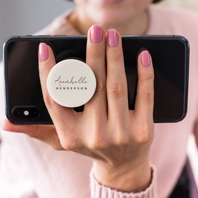 Monogram Neutral | Modern Minimalist Stylish PopSocket (Creator Uploaded)