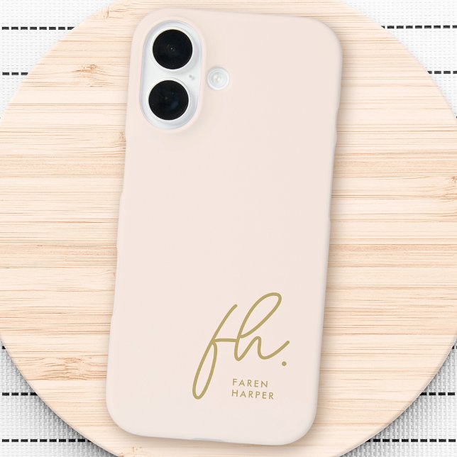 Monogram Neutral Modern Minimalist Stylish Script  Iphone Case (Creator Uploaded)
