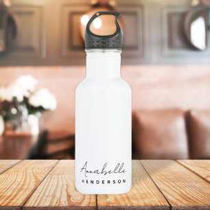 Monogram Neutral   Modern Minimalist Stylish Stainless Steel Water Bottle