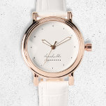 Monogram Neutral | Modern Minimalist Stylish Watch<br><div class="desc">A simple stylish custom monogram design with a modern minimalist handwritten script typography paired with a block typography in black on a natural ivory cream background. The monogram name can easily be personalized to make a design as unique as you are! The perfectly personal gift or accessory for any occasion!...</div>