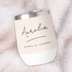 Monogram Neutral Modern Signature Minimalist Thermal Wine Tumbler