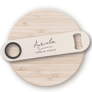 Monogram Neutral Modern Stylish Minimalist Script  Bar Key