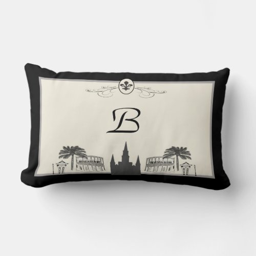 Monogram New Orleans Scene Lumbar Pillow