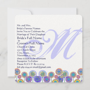Monogram New Sizes Square Fun Wedding Invitation