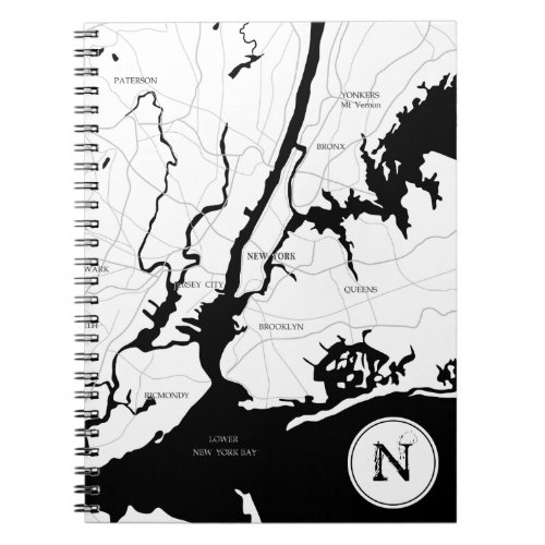 Monogram New York Map NY Notebook