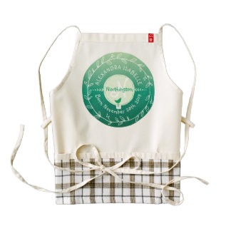 Monogram Newborn Baby Ombre Green Leaf Wreath Bird Zazzle HEART Apron