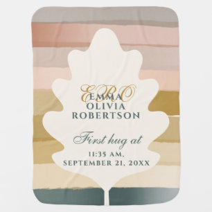 Monogram Newborn Gender Neutral Boho Striped  Baby Blanket