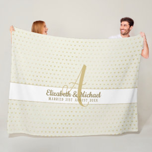 Monogram Newlyweds Wedding Gold Elegant Gift Fleece Blanket