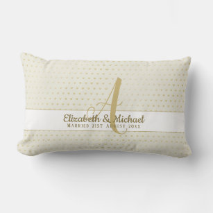 Monogram Newlyweds Wedding Gold Elegant Gift Lumbar Pillow