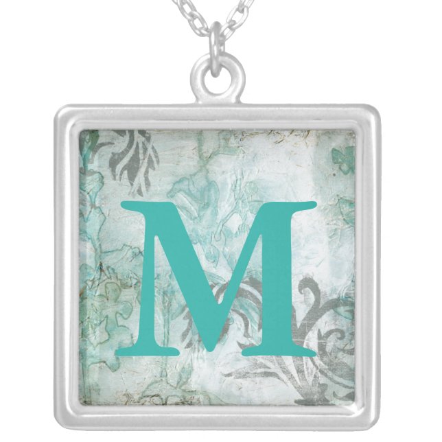Monogram | Non-Embellished Flower Spray III Silver Plated Necklace (Front)