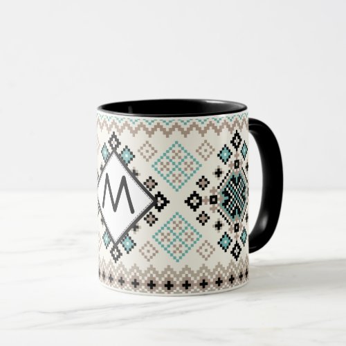 Monogram Nordic Cross Stitch Pattern Mug