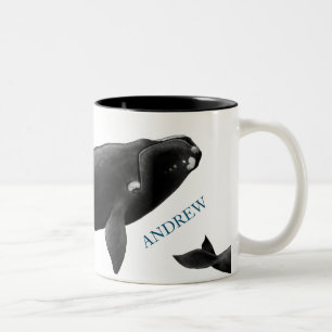 Monogram North Atlantic right whale Two-Tone Coffee Mug