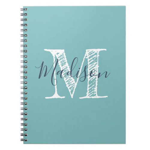Monogram Notebook Journal Blue Green