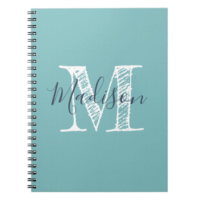Monogram Notebook Journal Blue Green (Front)