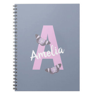 Monogram Notebook with Personalised Butterflies