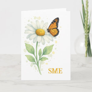 Monogram Notecard - Daisy & Butterfly