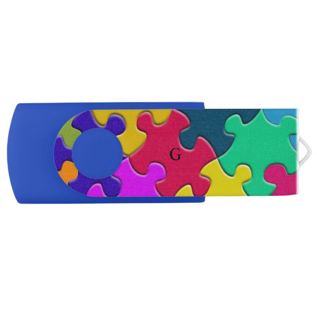 Monogram Novelty Puzzle USB Swivel Flash Drive (Front)