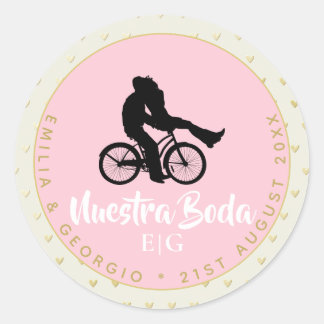 Monogram Nuestra Boda Spanish Wedding Gift Favor Classic Round Sticker