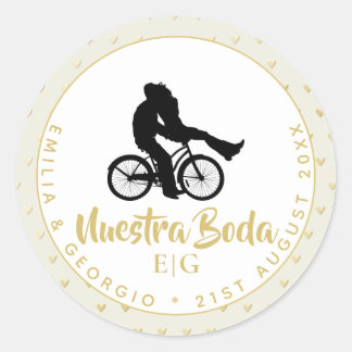 Monogram Nuestra Boda Spanish Wedding Gift Favor Classic Round Sticker