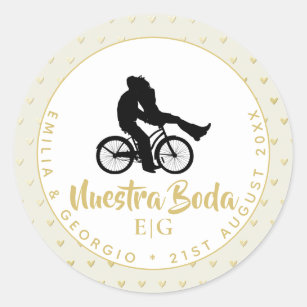 Monogram Nuestra Boda Spanish Wedding Gift Favor Classic Round Sticker
