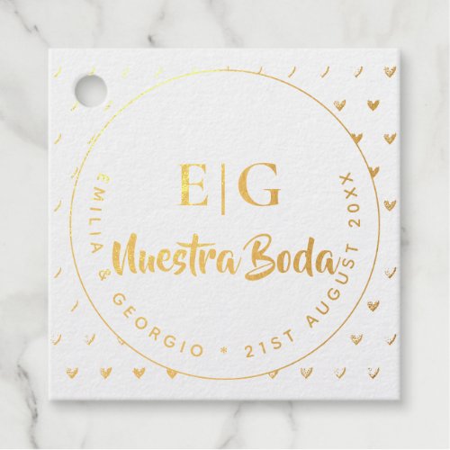 Monogram Nuestra Boda Spanish Wedding Gift Favor Foil Favor Tags