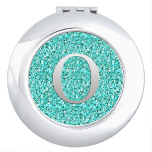 Monogram O druzy crystal - aquamarine Makeup Mirror