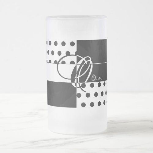 Monogram O Frosted Glass Beer Mug