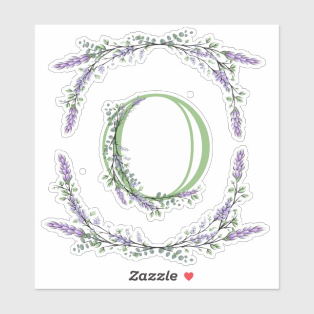 Monogram O Lavender Eucalyptus Sticker (Sheet)