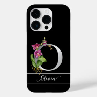 Monogram O silver script name pink orchid black Case-Mate iPhone 14 Pro Case